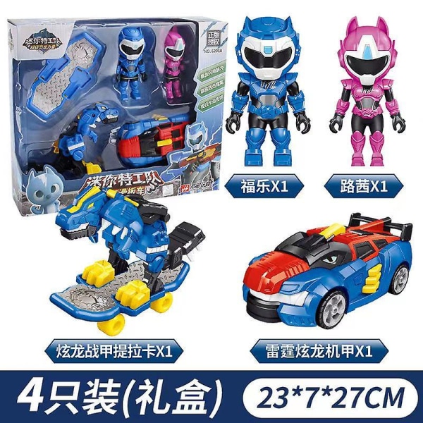 Mini Force Agent Skootr Muutos Super Dinosaurus Voima Lelut Toimintahahmot Miniforce X Muodonmuutos Mecha Robot Lapset Lahjat Db blue4pcs no box