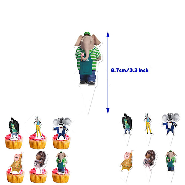 Sing 2 Temafest Dekorationer Ballonger Tårta Topper Banner Set [db]
