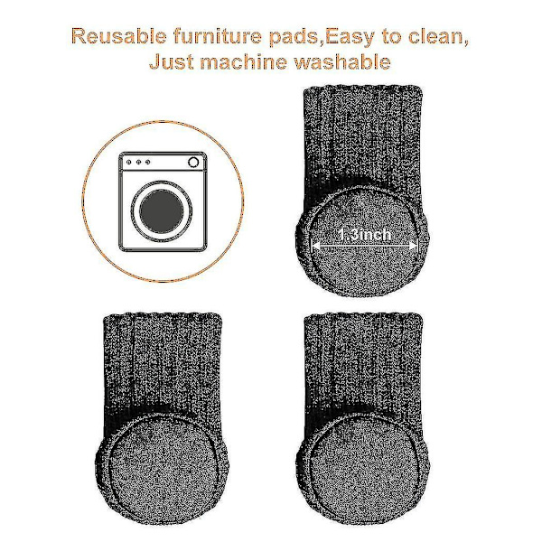 24 stk. Stolsokker Høj Elastisk Møbelsokker Puder Anti-slip Stolben {db} Black