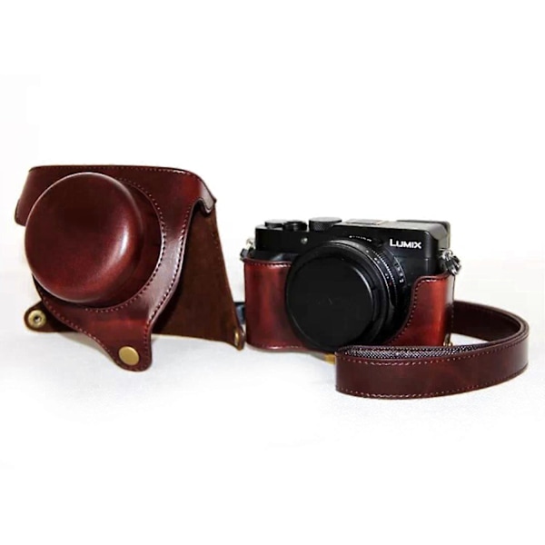 Type E PU Læder Kamerataske Beskyttende Skal med Rem til Panasonic LX100 [DB]