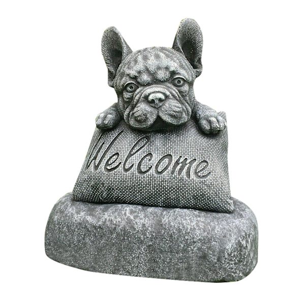 Fransk bulldogg staty trädgårdsdekoration välkomstskylt hartshantverk prydnad inomhus utomhus skulptur  [dB} as show