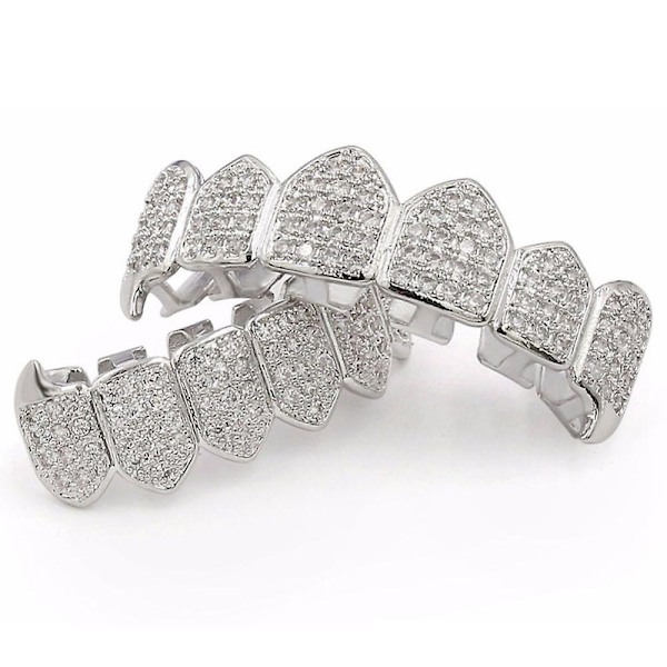 Silverpläterade övre och nedre mun-tänder Grills Hög kvalitet, Silver db Silver