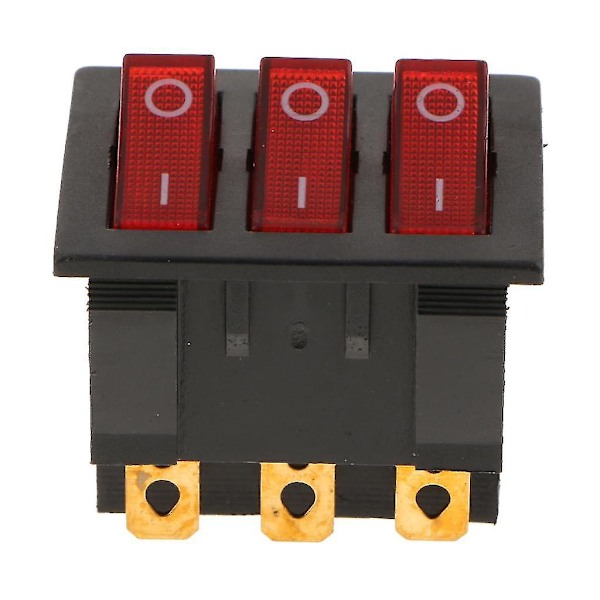 2x Kcd3 9-polig Röd LED På/Av Vippbrytare Kvadratisk Push-in AC 16A/30A 250V Ny [DB]