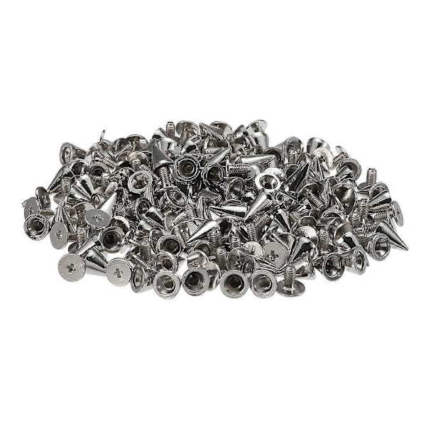 100 st Nitar Konformade Dubbar Metall 10mm Spots Nit Kon Skruv Dubbar Läderhantverk DIY Hantverk Rock Kläder Handarbete Tillbehör [db] Silver