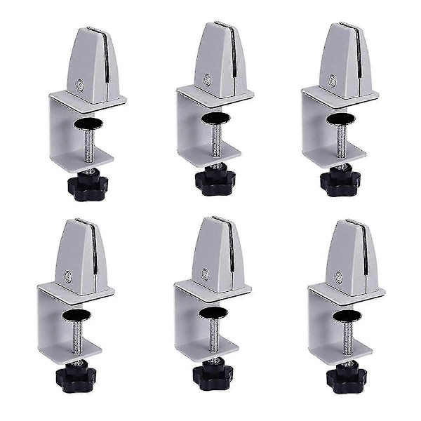 Nysskydd Stödklämmor Justerbar Kontorsskärm Klämma Aluminium Skrivbordsskärm för 1/8 till 1 tum Tjock Panel 6-pack -Sy [DB]