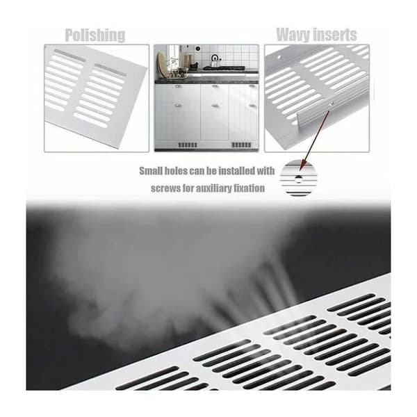 Stk. ventilasjonsrist i aluminium, stor rektangulær ventilasjonsrist (DB)