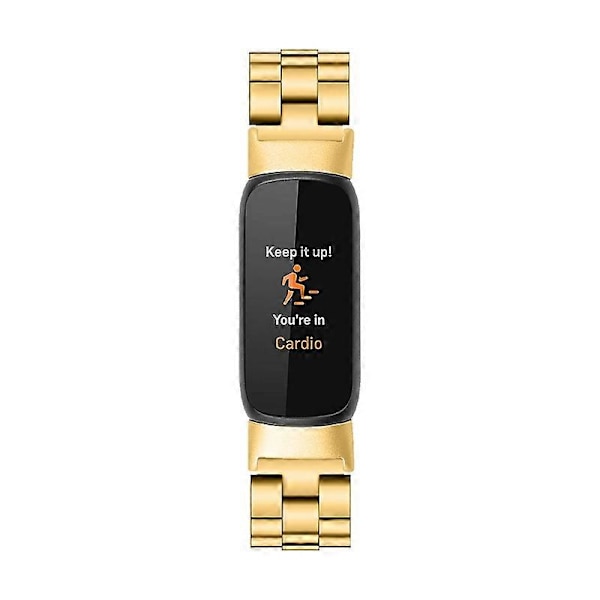 Kolmen helmen ruostumattomasta teräksestä valmistettu älykellon ranneke, metallinen korvaava ranneke Fitbit Luxe -kelloon [DB] Multicolor Gold