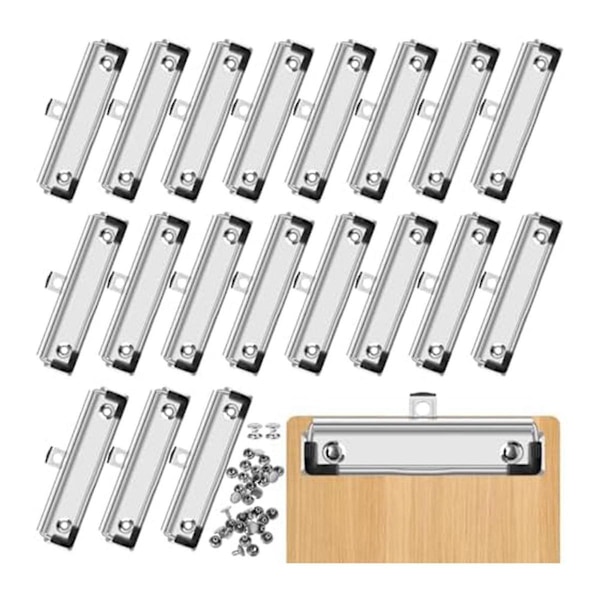Paket med 20 klämmor för klippbrädor 12 cm passande metallklämmor för kontor, hantverksprojekt [DB] silver