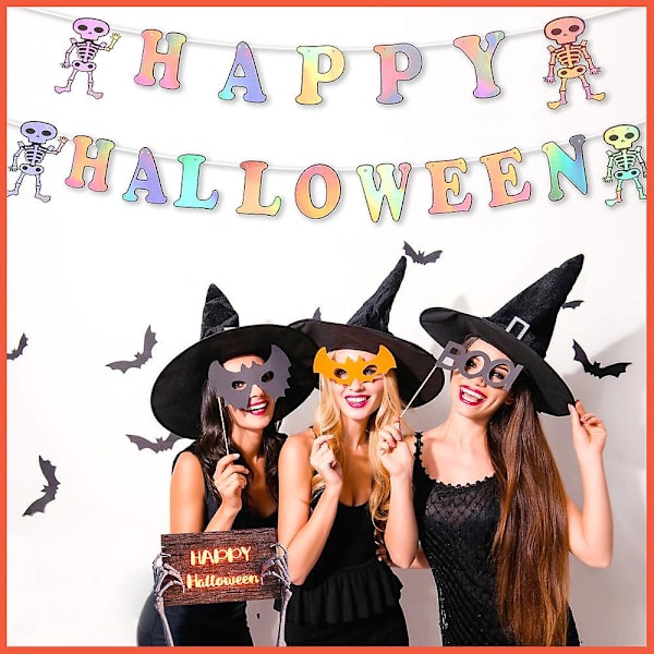 Rl Halloween Dekorativ Dra Flagga Papper Färgglad Halloween Brev Dra Blomma