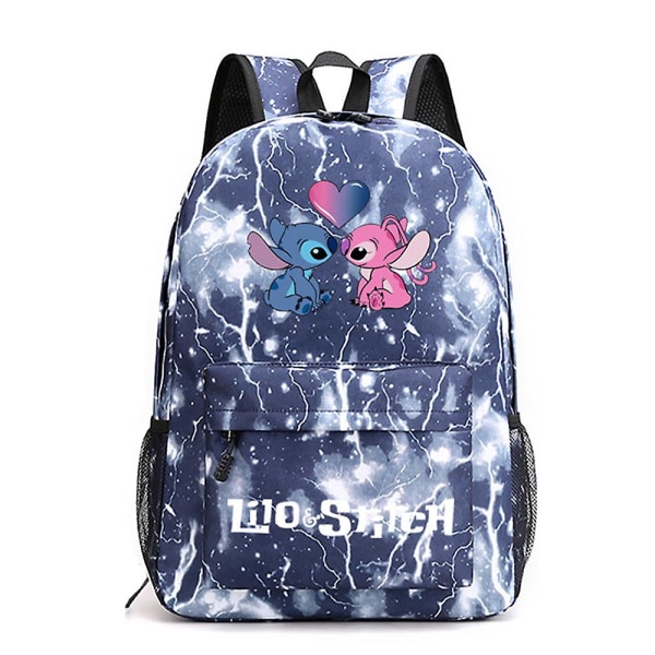 Lilo & Stitch Ryggsekk, lett Skolebokveske Uformell Dagstursekk for Skolebarn Gutter Jenter Gaver DB Lightning Blue