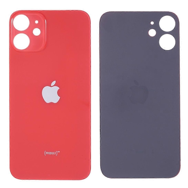 Til iPhone 12 Batteri Hus Cover Reparationsdel (Kamera Linse Ring Hul Standard Version) [DB] Multicolor Red