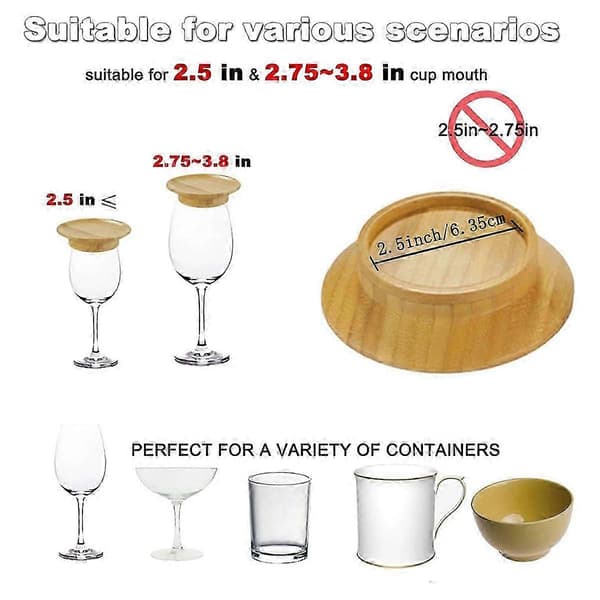 Sæt med 4 glasbrikker til vinglas, bambus vinglasbrikker [DB]