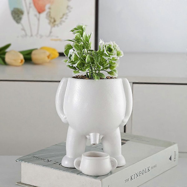 Kissande Växtkruka Succulent Planter, Rolig Planterkruka Vas för Utomhus Inomhusväxter, Trädgårdsdekoration Nyhet Present [DB] White