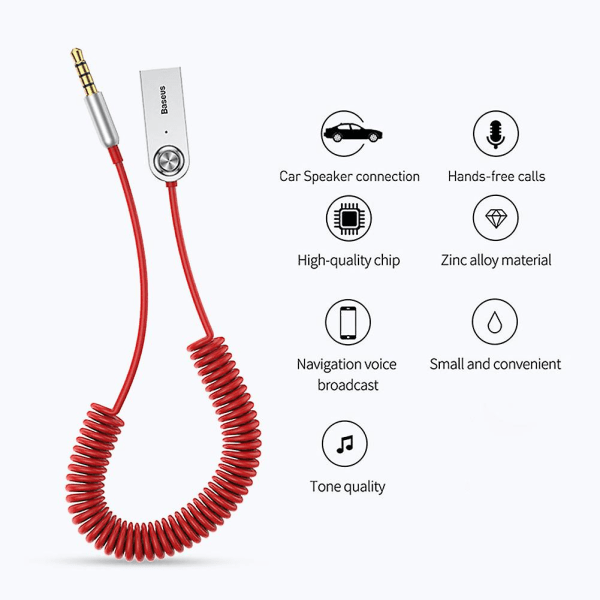 Aux-adapter Dongle-kabel för bil Jack Aux 3,5 mm Svart