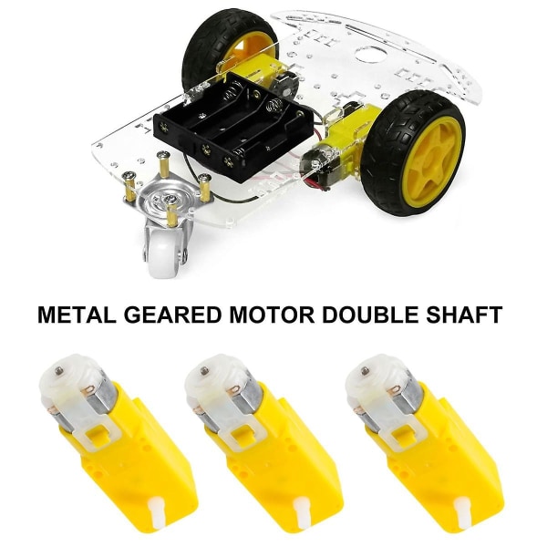 Gearmotor dobbeltaksel 3-6v Tt-motor til smart bilrobotpakke med 6 (i Shape) [DB] Yellow
