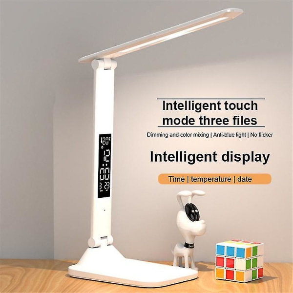 Desk Lamps Usb Dimmable Touch Foldable Table Lamp With Calendar Temperature Clock Night Lights For Study Reading Lamp [DB]