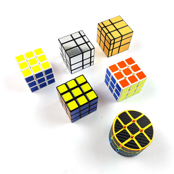 5,7 cm guld- och silverborstad klistermärke specialformad fjäderspegel Rubiks kub cylindrisk Rubiks kub ABS tredje ordningens skateboard Rubiks kub [DB] third level white