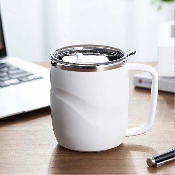 Rostfri Isolerad Mugg Med Skjutbart Lock Och Handtag (vit) db