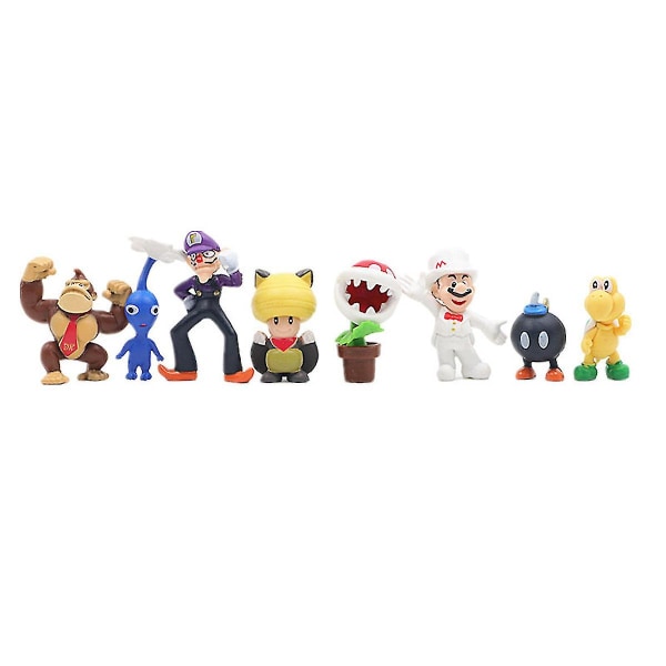 48 stk/sett Super  Familie Luigi Yoshi Bowser Wario Peach Toad Daisy Figur Modell Leker Db