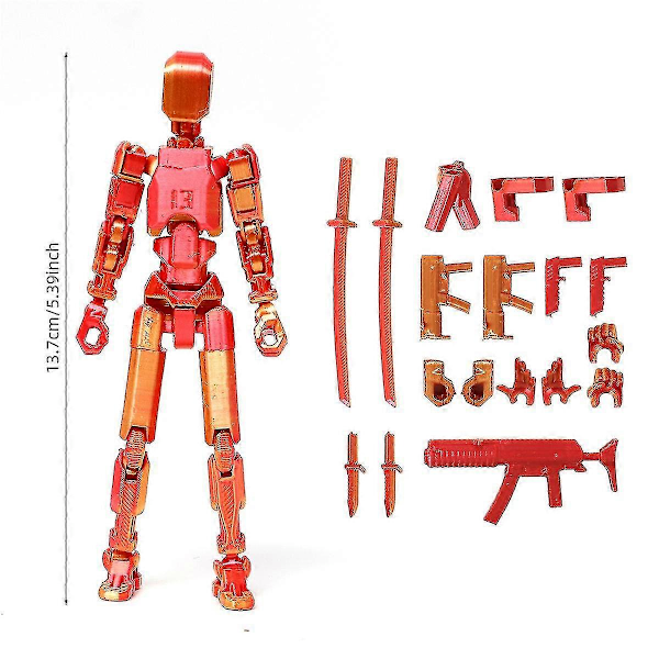 T13 Actionfigur Titan 13 Actionfigur Robot Actionfigur 3D-tryckt Action [DB] Reddish-gold