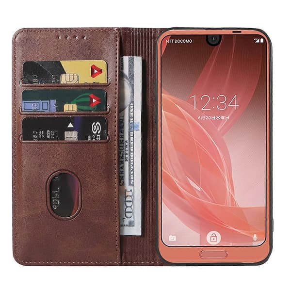Magnetiskt läderfodral för Sharp Aquos R2 [DB] Brown