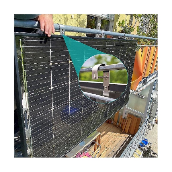 4 pakkauksen aurinkopaneeliteline Aurinkokoukku aurinkopaneeliin Parvekkeen kaiteen pidikkeeseen, aurinkokiinnitysparveke Po [dB}