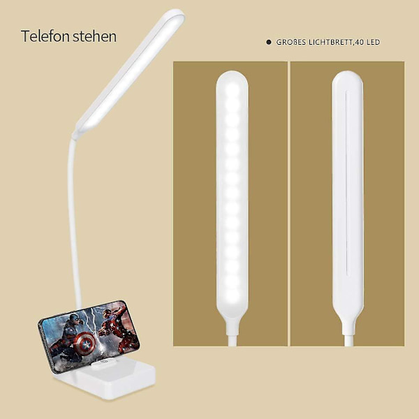 e Bureau e Lecture Led Sans Fil Rechargeable Usb Batterie 2000mah, Tactile Dimmable Intensit 3 Couleurs ,e Table Enfant Chambre Chevet DB