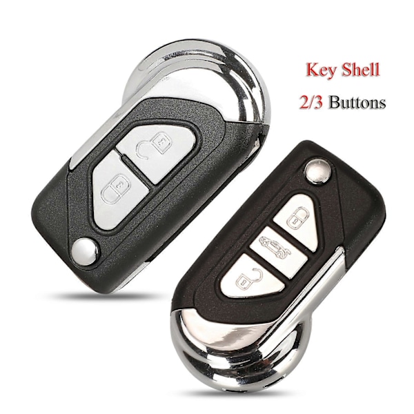 Bilnyckelskal för Citroen DS3 2/3 knappar med VA2 oslipat nyckelblad tomt ersättningsfjärrkontrollfodral [db] 3 Buttons