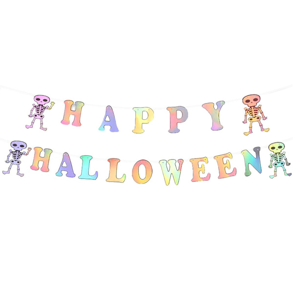 Rl Halloween Dekorativ Dra Flagga Papper Färgglad Halloween Brev Dra Blomma