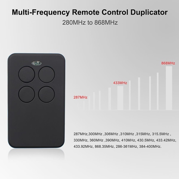 Auto-scan Clone 280mhz - 868mhz Multi Frequency Brand Rolling Code Garage Door Remote Control Duplicator [DB] smg-233black
