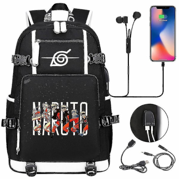 Anime Naruto Akatsuki Itachi Sharingan reppu USB-lataus lukiolaisille koululaukut kapasiteetti matkalaukku kannettavan tietokoneen olkalaukut DB Yellow