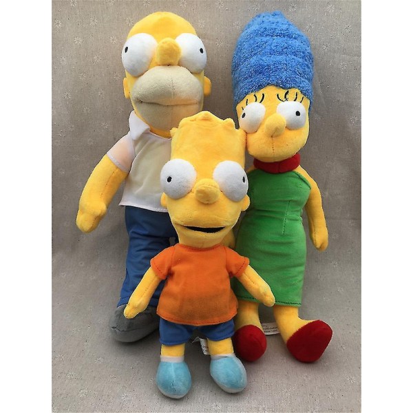 30-43cm The Simpsons Søde Plys Legetøj Børn Tegneserie Anime Simpsons Far Mor Dukke Dreng Pige Fødselsdag Gave [DB] Black