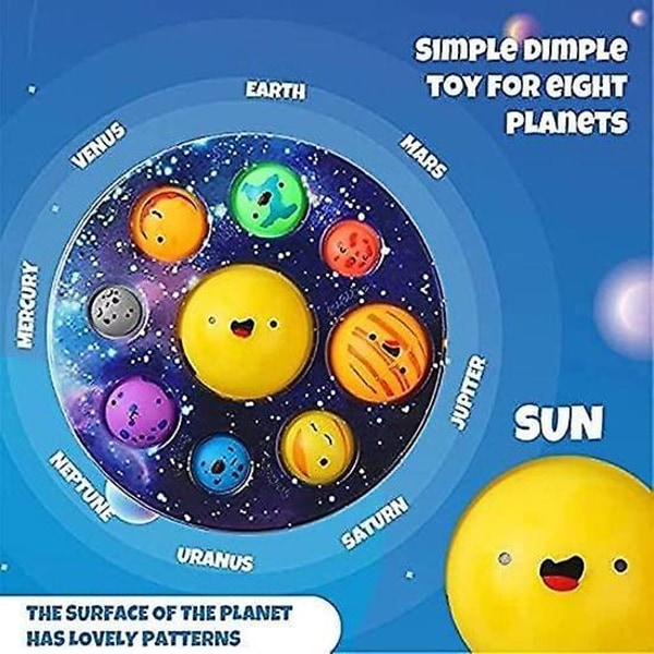 2 stk Finger Press Bubble Fun Toys-C Sol System Toys Bubble Planet POP Angst Relief Voksen Gave Barn Db