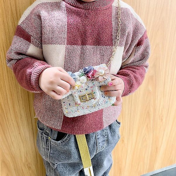 Liten jente skulder veske jenter håndvesker bærbar mini veske messenger veske flip veske rosa(t-0-g) DB beige