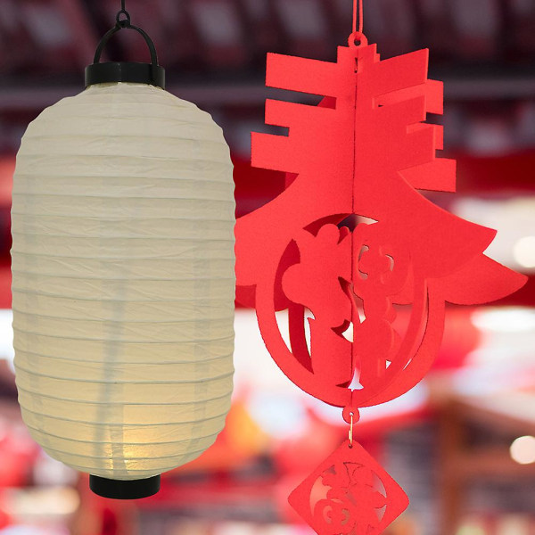 2stk japansk stil lanterner Led hengende lanterner Restaurant lanterner uten batteri