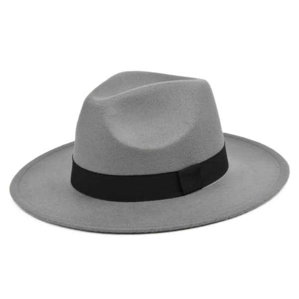 Retro Rancher-hattu leveällä reunalla, vintage -tyylinen miesten huopahattu lomatarvike Gray