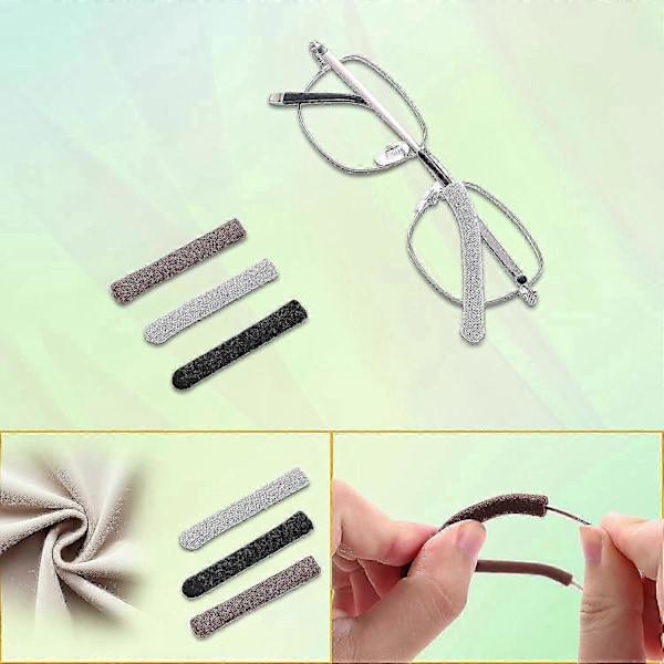 3 Par Myke Strikkede Bomullsstoff Brilleinnfatning Temple Tips Sleeve Retainer, Anti-Skli Elastisk Komfort Brilleholdere Puter for Briller db Black