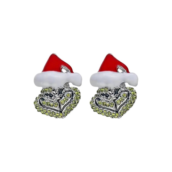 Grinch Jultomte Örhängen Halsband Fullt Besatt Med Strass Jul Grinch Örhängen Och Halsband Nyårsgåva för {Db} Earring