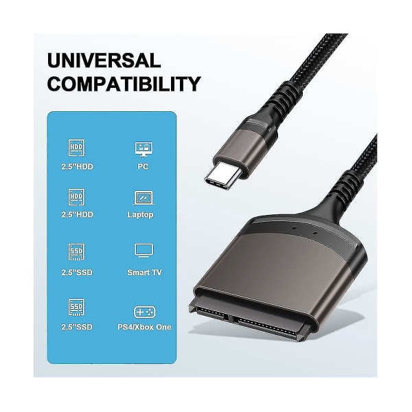 Typ-c till Sata 3.0-kabel Sata-till USB -C-adapter Sata-kabel 2,5 tum Extern Ssd Hdd-hårddisk 22 Pi