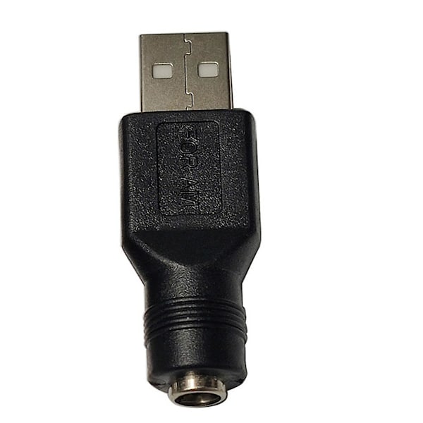 Musta USB-DC-sovitin USB 2.0 A naaras - DC 5.5x2.1 mm virtasovitin