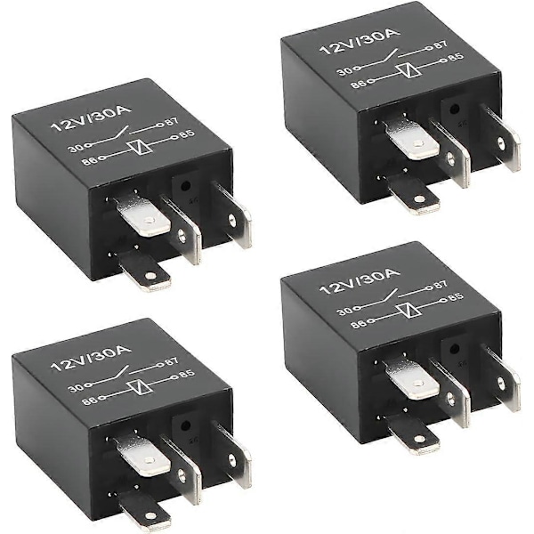 4-pin 12V 30A Relé, Flerbruks Bilrelé, Kraftig Standardrelé for Bilmotor, Universelt Erstatningstilbehør for Bil [db]