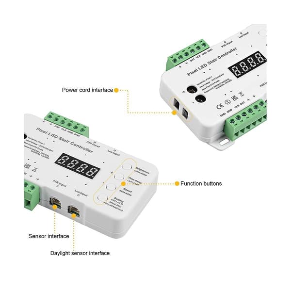 Bevægelsessensor LED Trappe Pixel Lys Controller RGB LED Controller med Dagslyssensor Trappelys [DB] White