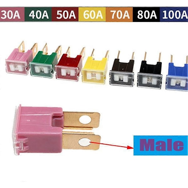 100A 80A 70A 60A 50A 40A 30A PAL Han Slow Blow Bil Auto Sikring til Honda Mazda [db] 30A