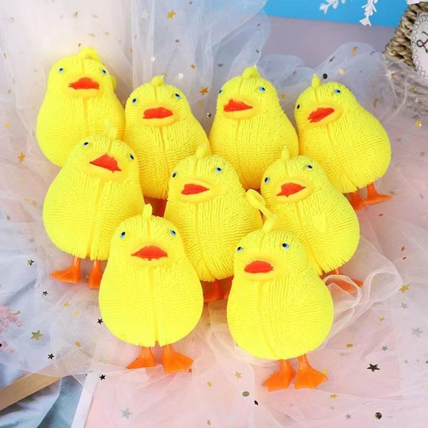 Yellow Chick Squeeze Toy LED Light Up Lysende Moro Myk Stress Relief TPR Animal Yellow Duck Puffer Squishes Toy Kids Supplies [DB] Duck