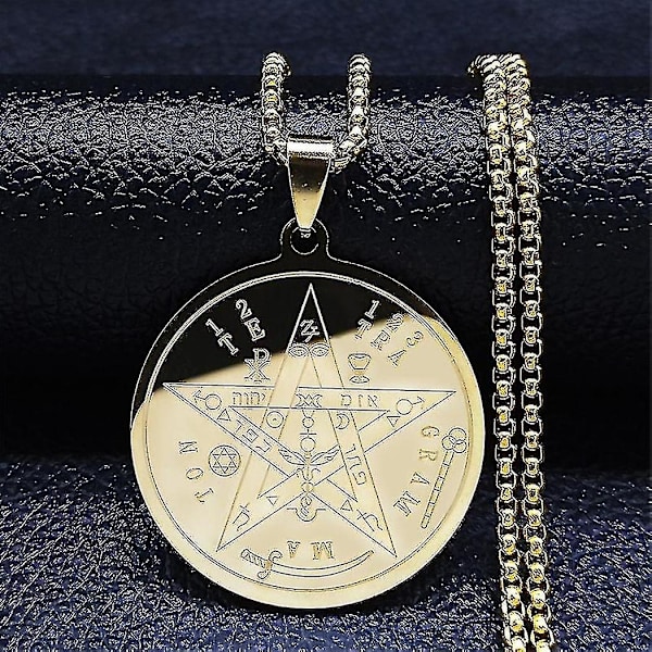 Syv Ærkeengle Amulet Rustfrit Stål Halskæder Mænd Segl af Salomon Talisman Halskæde Beskyttelse Smykker Krave Hombre_lldxm Db E 60cm BOX GD
