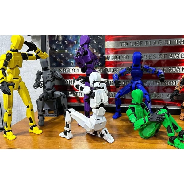 T13 Actionfigur, T13 Actionfigur, Actionfigurer med flere led, 3D-print af bevægelige figurer Db Yellow