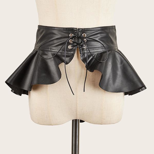 Bred midjebands kjolbälte justerbar klänning korsett bälte peplum cinch bälte [DB] Black