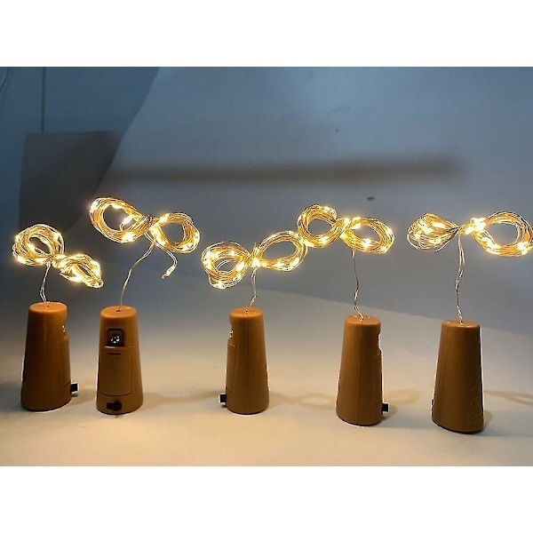10 st 2 LED-vinflaskkork-fairysträngbatterilampor Bröllopsdekoration [DB] Cool white Cool white