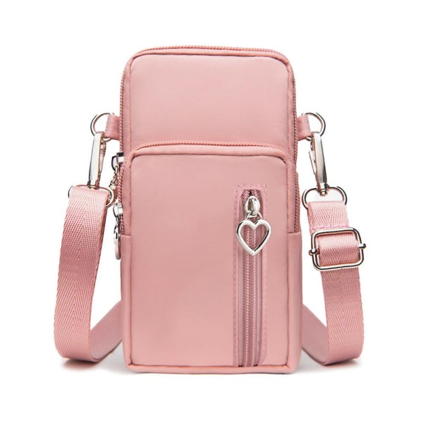 19 cm mobiltelefon pung lommebok crossbody veske mote sport skulder vesker armbånd veske telefon deksel veske for kvinner menn gaver DB Pink