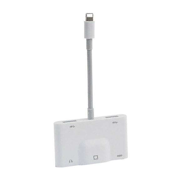 Lightning till RJ45 Ethernet LAN Trådbunden Nätverksadapter 5 i 1 USB OTG LAN RJ45 Ethernet 3,5 mm Hög Hastighetskonverterare db